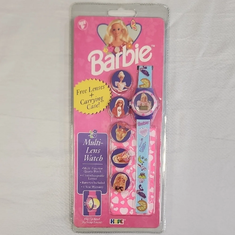 Vintage Barbie Kids Multi-Lens Watch Pink and Blue Band Collectible for Adults